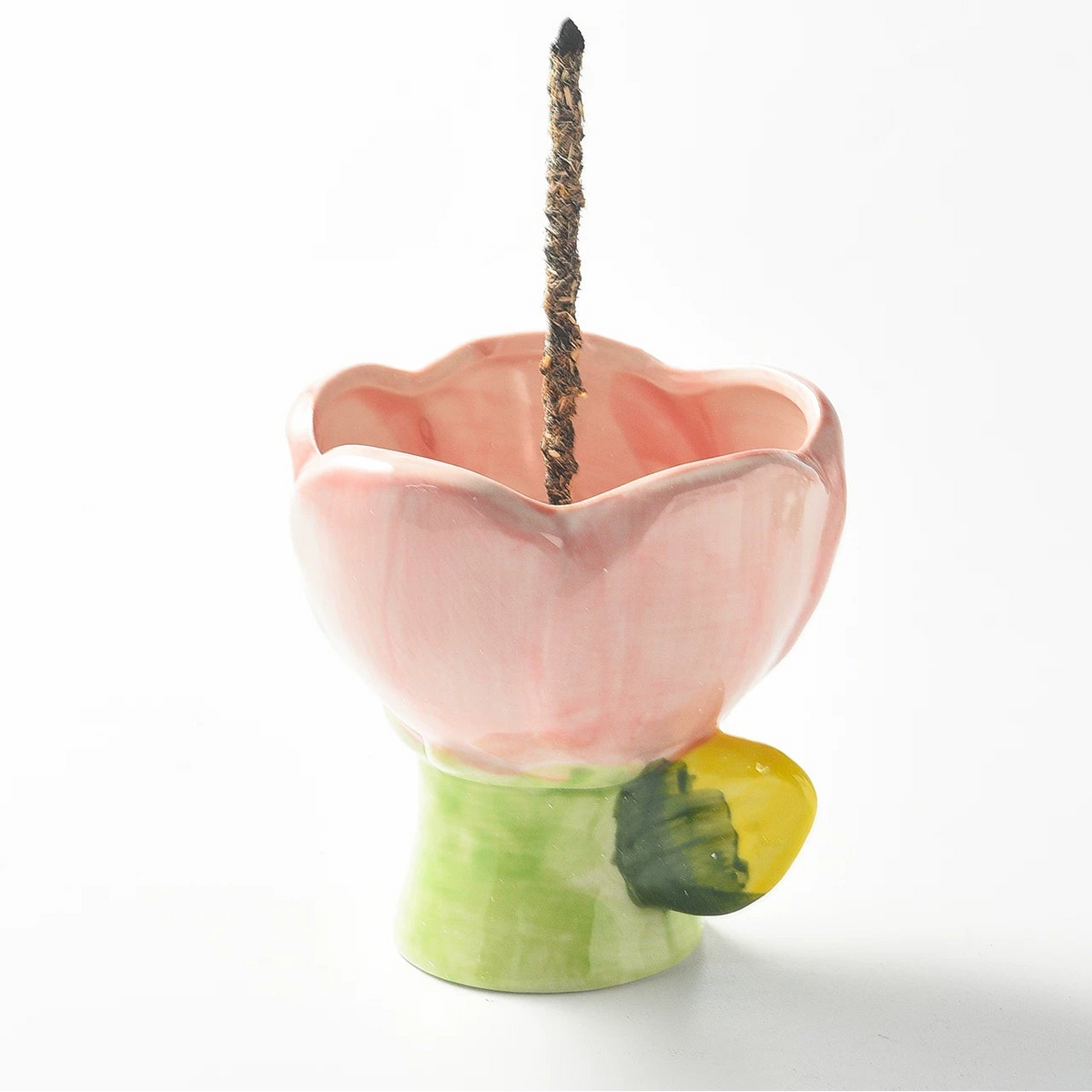 Tulip Flower Ceramic Incense Holder with Copper 9-Hole Insert