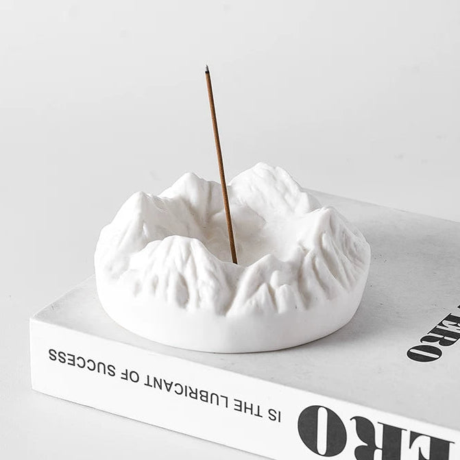 Zen Mountain Incense Holder | White Jade Porcelain Ash Catcher