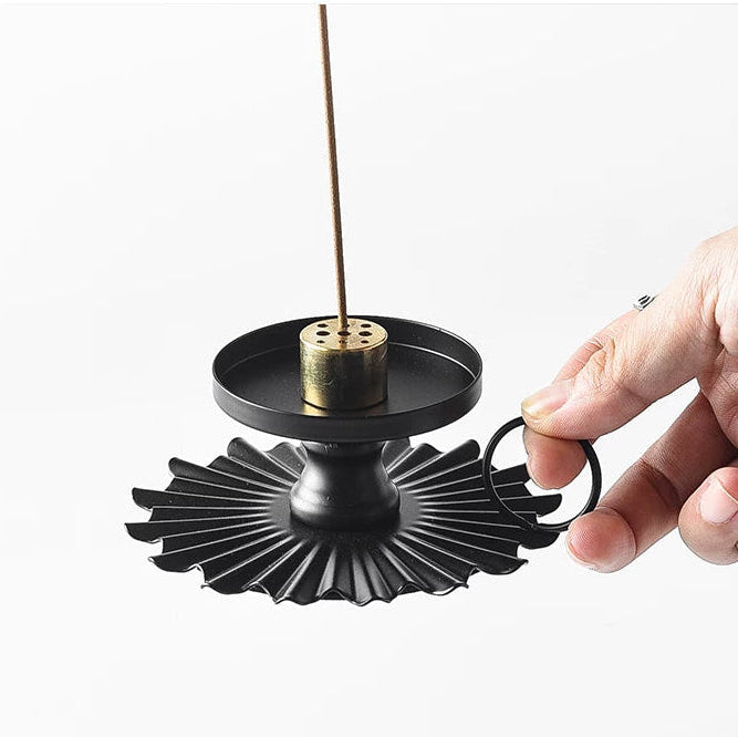 Vintage Sunburst Metal Incense Holder with 9-Hole Brass Insert