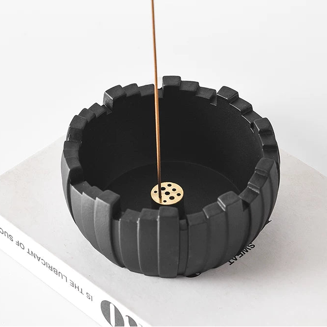 Industrial Concrete Incense Holder | Sculptural Ash Catcher Bowl