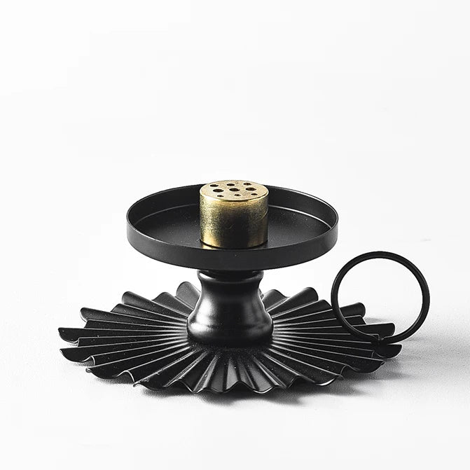 Vintage Sunburst Metal Incense Holder with 9-Hole Brass Insert