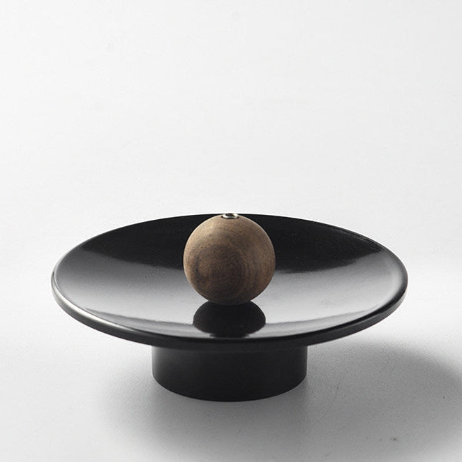 Minimalist Pedestal Incense Holder with Wooden Sphere
