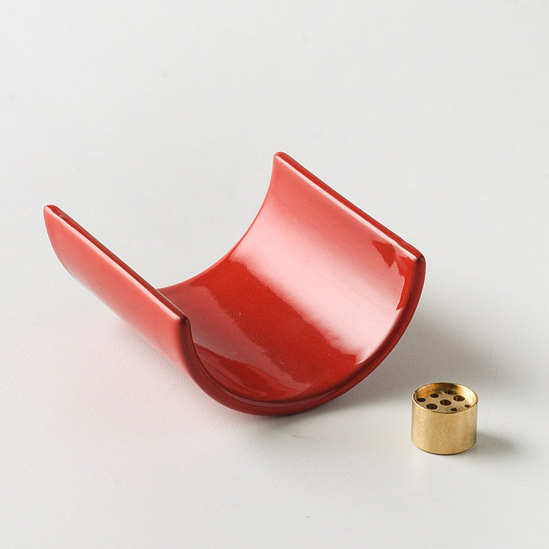 Curved Ceramic Incense Holder | Zen Tile Ash Catcher