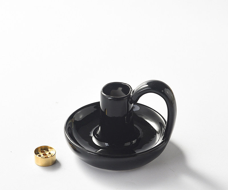 Minimalist Ceramic Pitcher Incense Holder | 9-Hole Brass Insert