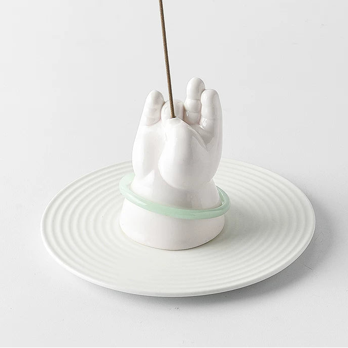 Quirky OK Hand Ceramic Incense Holder Set | Artistic Ash Tray
