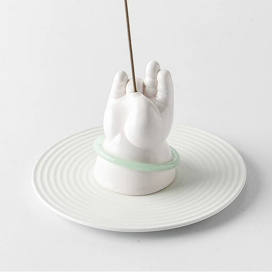 Quirky OK Hand Ceramic Incense Holder Set | Artistic Ash Tray