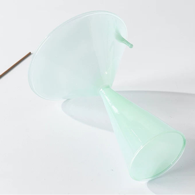 Sky Blue Funnel Glass Incense Holder | Elegant Pedestal Burner
