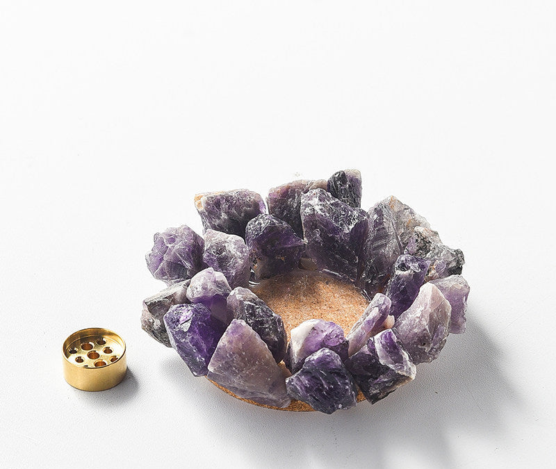 Crystal Stone Incense Holder with Brass Insert | Modern Home Decor