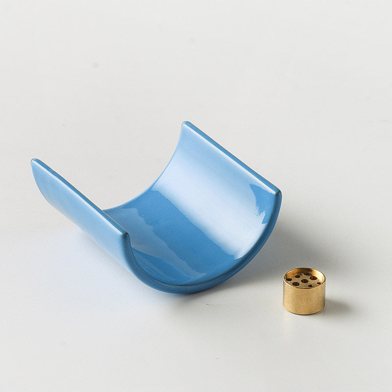 Curved Ceramic Incense Holder | Zen Tile Ash Catcher