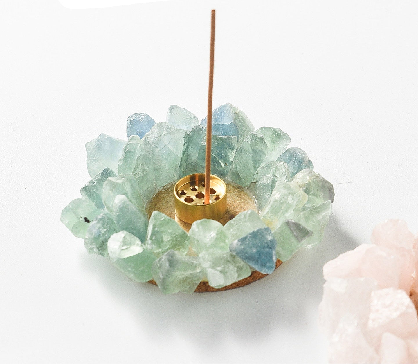 Crystal Stone Incense Holder with Brass Insert | Modern Home Decor