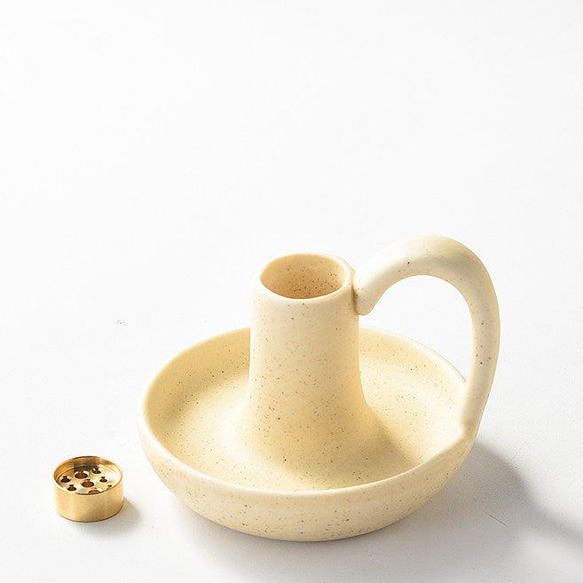 Minimalist Ceramic Pitcher Incense Holder | 9-Hole Brass Insert
